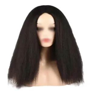 Afro Yaki Hair Straight Curly Wigs Long Full Wig Fluffy Synthetic Hair Wigs for Daily Wear, 24 inch