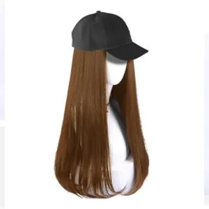 Womens Baseball Cap With Long Hair Attached Synthetic Hair Extensions Wig Cap