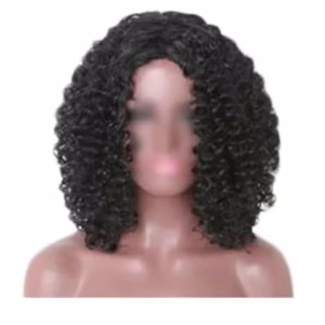 Afro Hair Wig Short Curly with Bangs Fluffy Wigs Synthetic Hair Full Wig, 16 inch